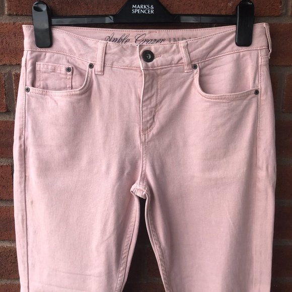 Marks & Spencer Light Dusted Pink Mid Rise Straight Leg Ankle Grazer Pants - Picture 3 of 14